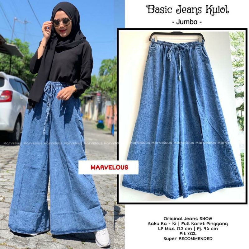 Celana Basic Jeans Kulot Jumbo Marvelous LP max 120 Fit XXXL