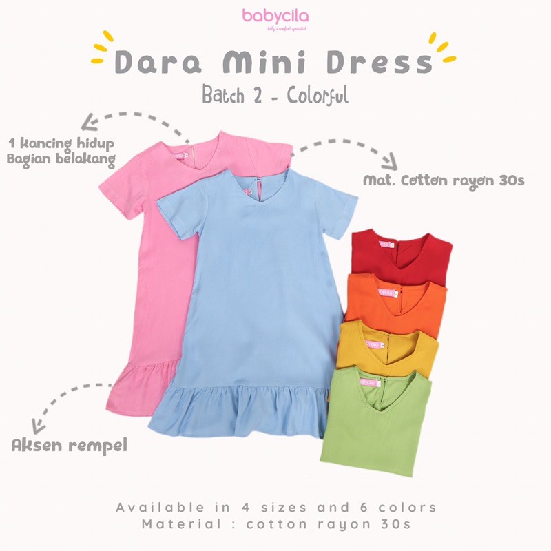 Babycila Daster Anak Rayon Dara Mini Dress Colorful 1-4th