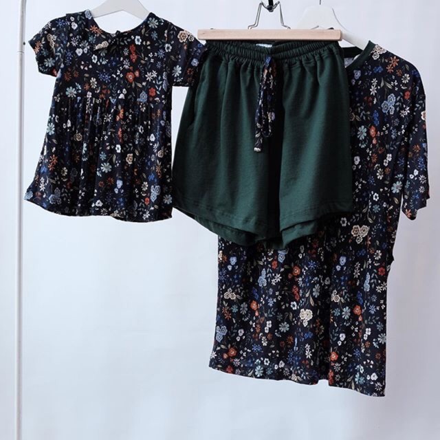 Blossom Lille short series and baby dress. Set baju piyama menyusui. Mamadeau nursingwear