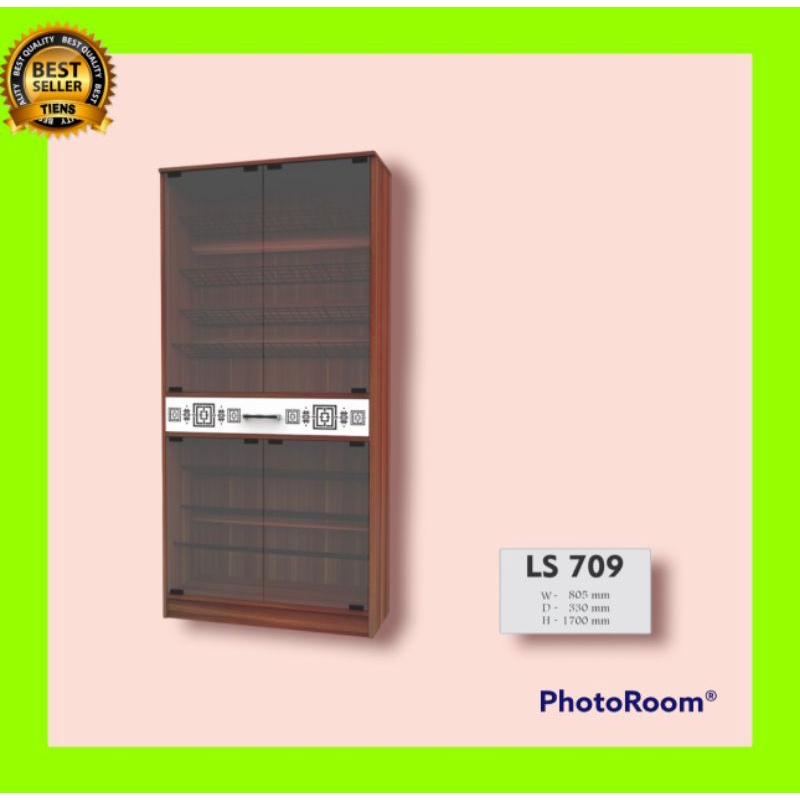 lemari sepatu tinggi pintu kaca SUPER LS709