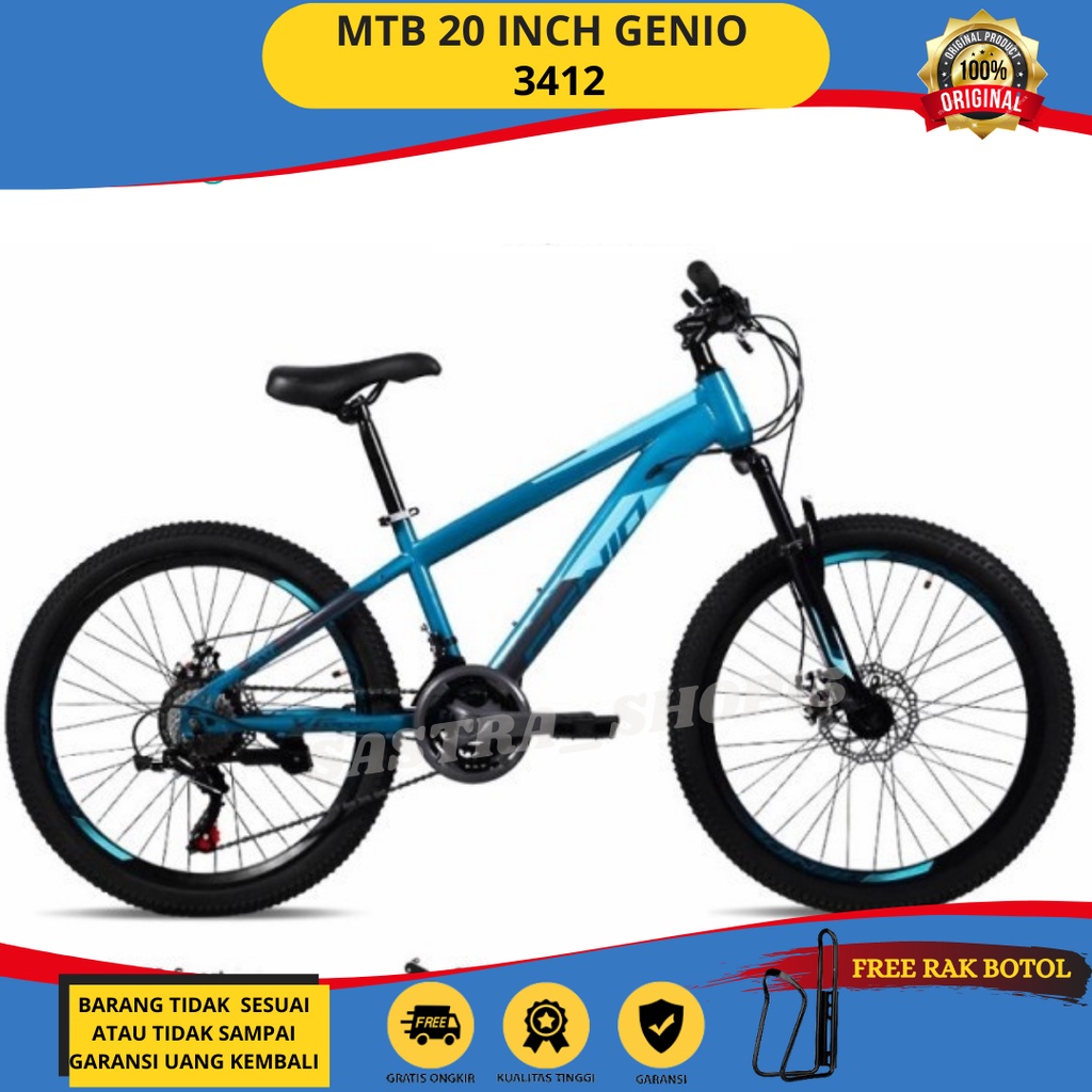 Sepeda Gunung MTB 20 Inch GENIO M3412 New Steel Hi-Ten 3x8 Speed