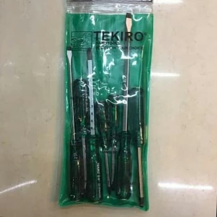 TEKIRO obeng ketok tembus set 7 pcs - dan + hijau / go thru screwdriver set 7 pcs