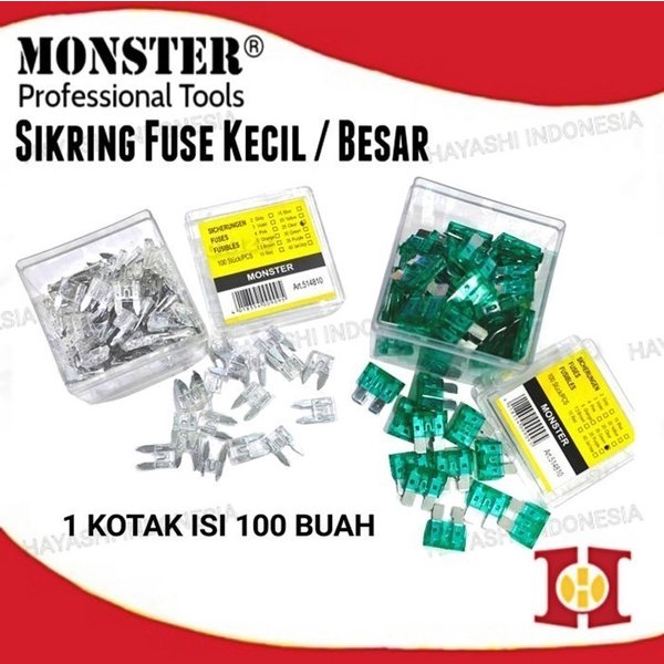 Sekring Sikring Tancap Fuse Kecil Besar Mobil 10A 15A 20A 25A 30A - 10pcs