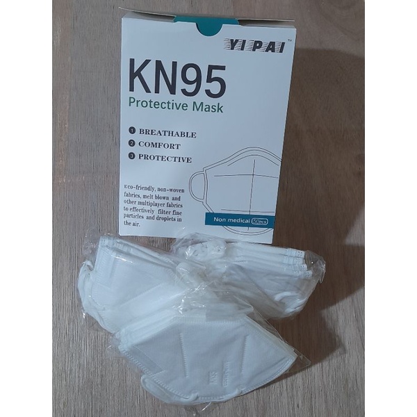 YI PAI MASK MASKER KN95 PROTECTIVE MASK WHITE PUTIH FREE CONNECTOR ISI 50PCS