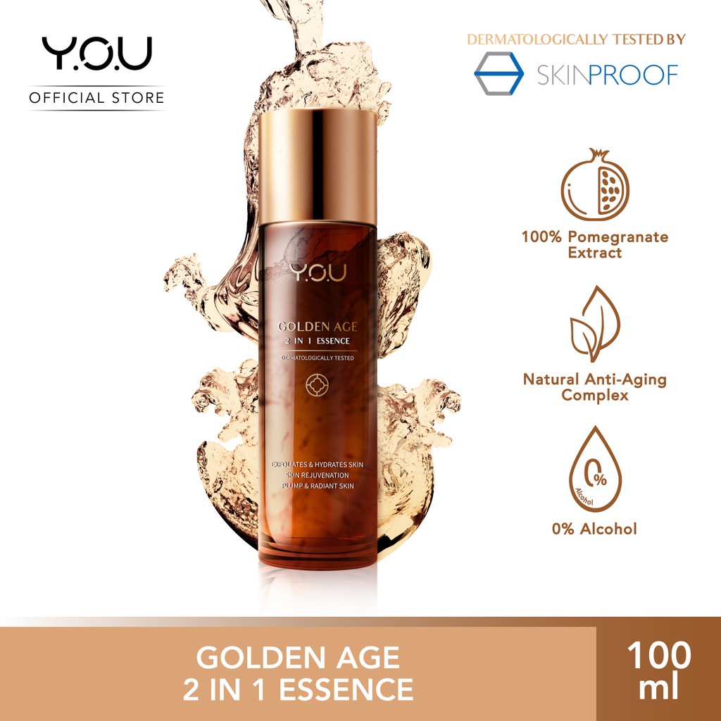 YOU Skincare Golden Age 2 in 1 Essence 100ml [1 Step for 8 skin Solutions] | Y.O.U Kosmetik Pku