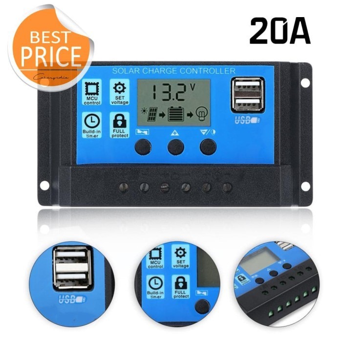 Solar Panel Charger Control Controller Panel Surya 20A 12V 24V 20 A