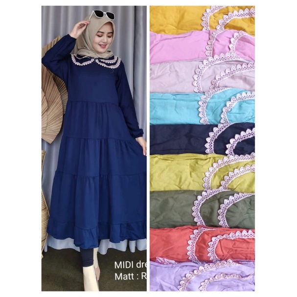 midi dress/midi dress renda katun rayon twill