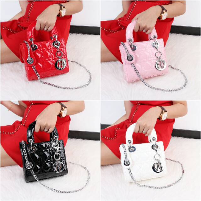 Tas Lady Dior Micro with Patend Leather Bag 2460