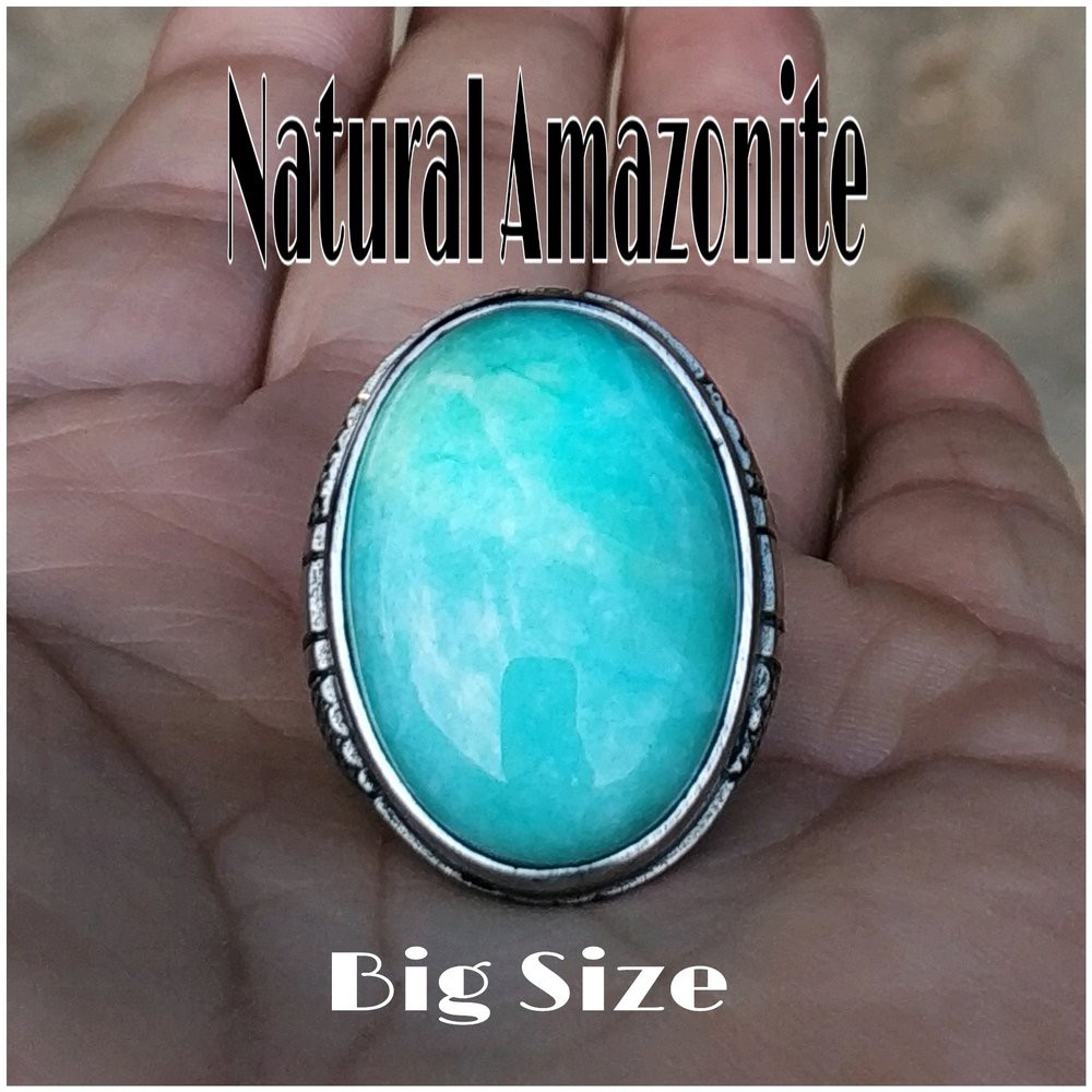 CINCIN BATU AKIK NATURAL BLUE AMAZONITE BIG SIZE HIGH QUALITY