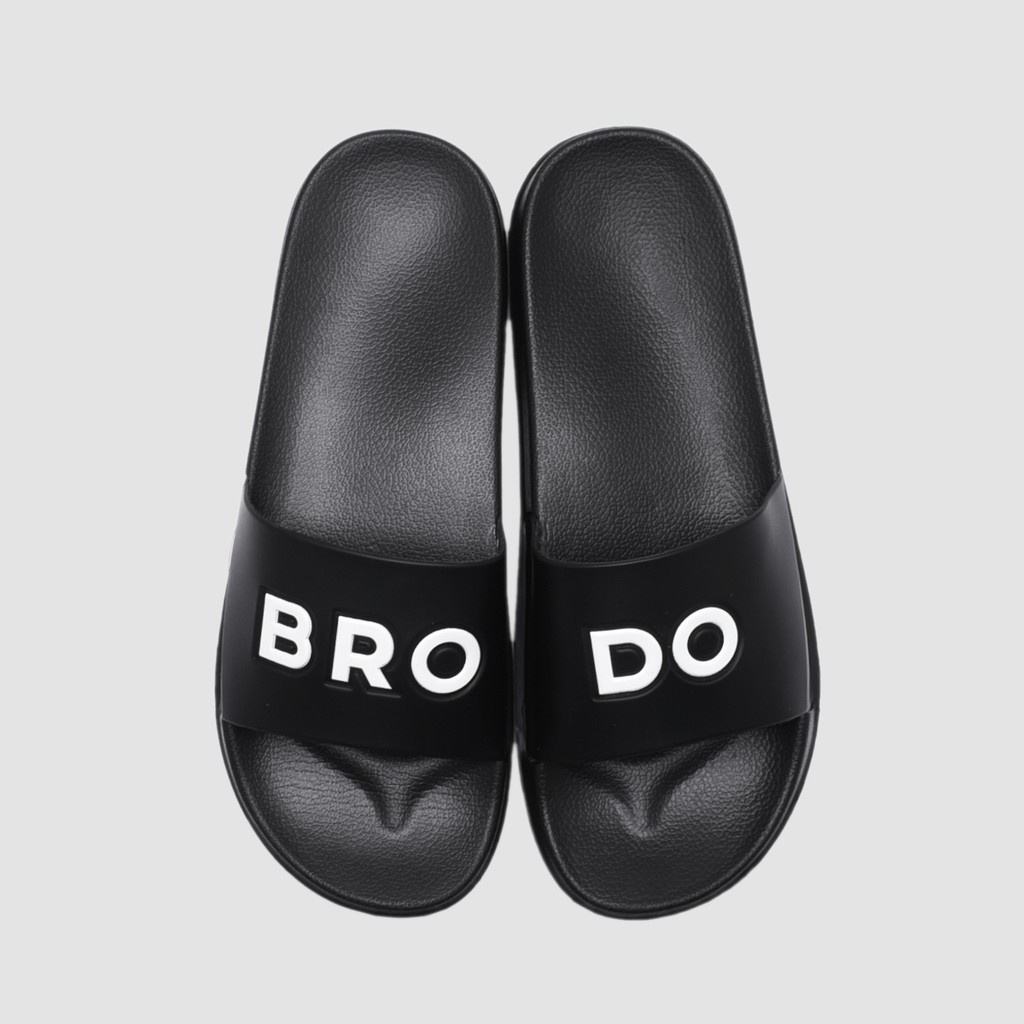 Sandal Slide Pria - Sandal Slip On Pria Casual | BRODO - Sandal Broslides BRO-DO Black White