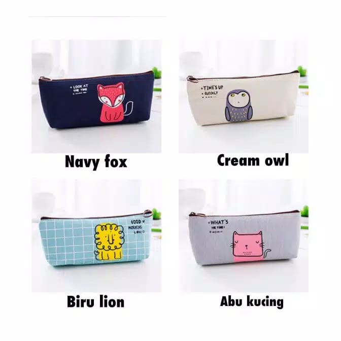 Kotak Pensil Motif Lucu Kualitas Import Dompet Panjang Tempat Makeup Bahan Kanvas Bisa Pilih Motif