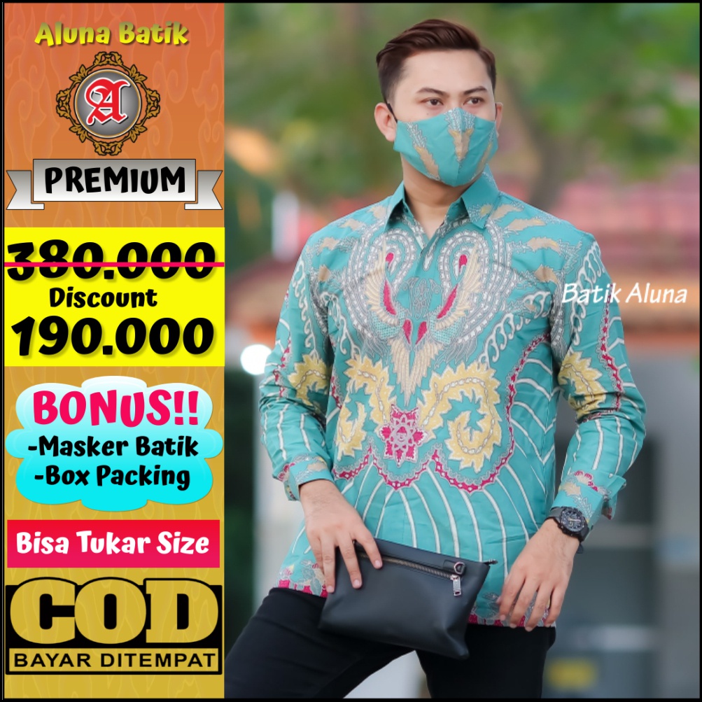 Kemeja Batik Pria Asli Premium Pabrik Batik Aluna PCW 116