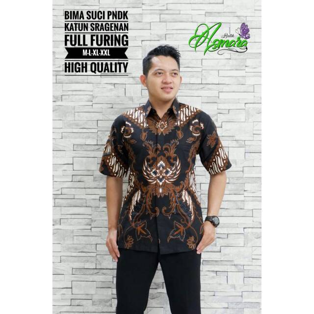 Batik Pria BIMA SUCI Asli Katun Sragenan Full Furing Murah