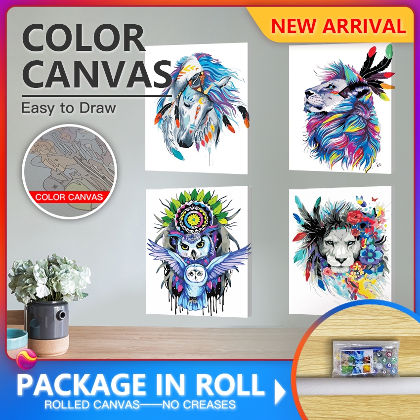 Lukisan Dengan Bahan Kanvas Tanpa Bingkai Dan Gambar Binatang