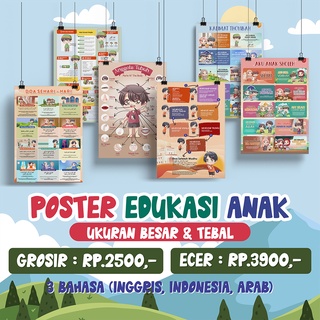 POSTER EDUKASI ANAK | Poster Pendidikan ALFABET ANGKA HIJAIYAH HEWAN | Poster Edukasi Anak Sholeh
