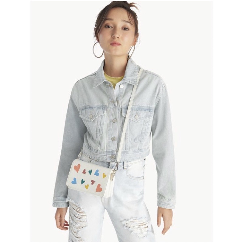 Pomelo Heart Foldover Crossbody Bag WHITE Defect