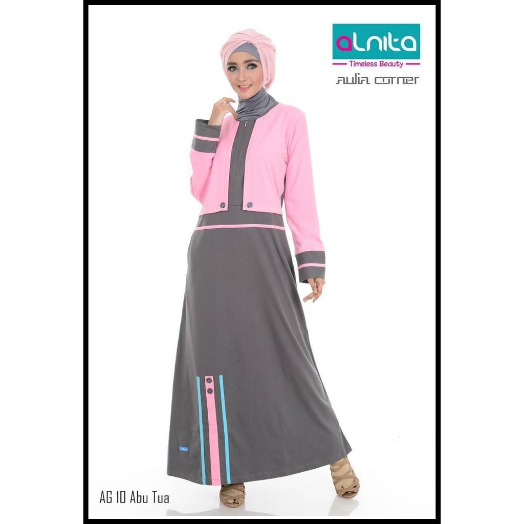Baju Gamis Pesta Alnita AG 10 Abu Baju Wanita Terbaru Model Baju Gamis
