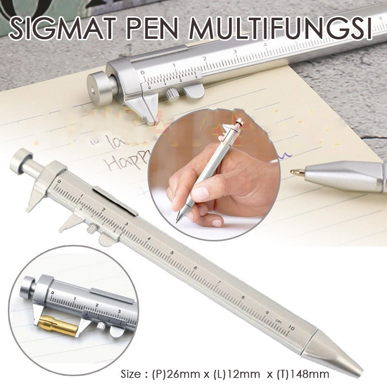 Multifunction Caliper Pen Pulpen Jangka Sorong 2in1 Pena Sigmat Multifungsi 2 in 1 Vernier Tulis Mistar Ukur Scale Ruler Analog Bolpoin Penggaris