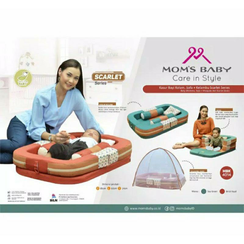 Mom's Baby Kasur Bayi Kolam Sofa + Kelambu Scarlet Series - MBK 4014 - Merah