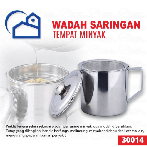 Mug Penyaring Sisa Minyak Goreng / Tempat Saringan Minyak 14 CM 30014