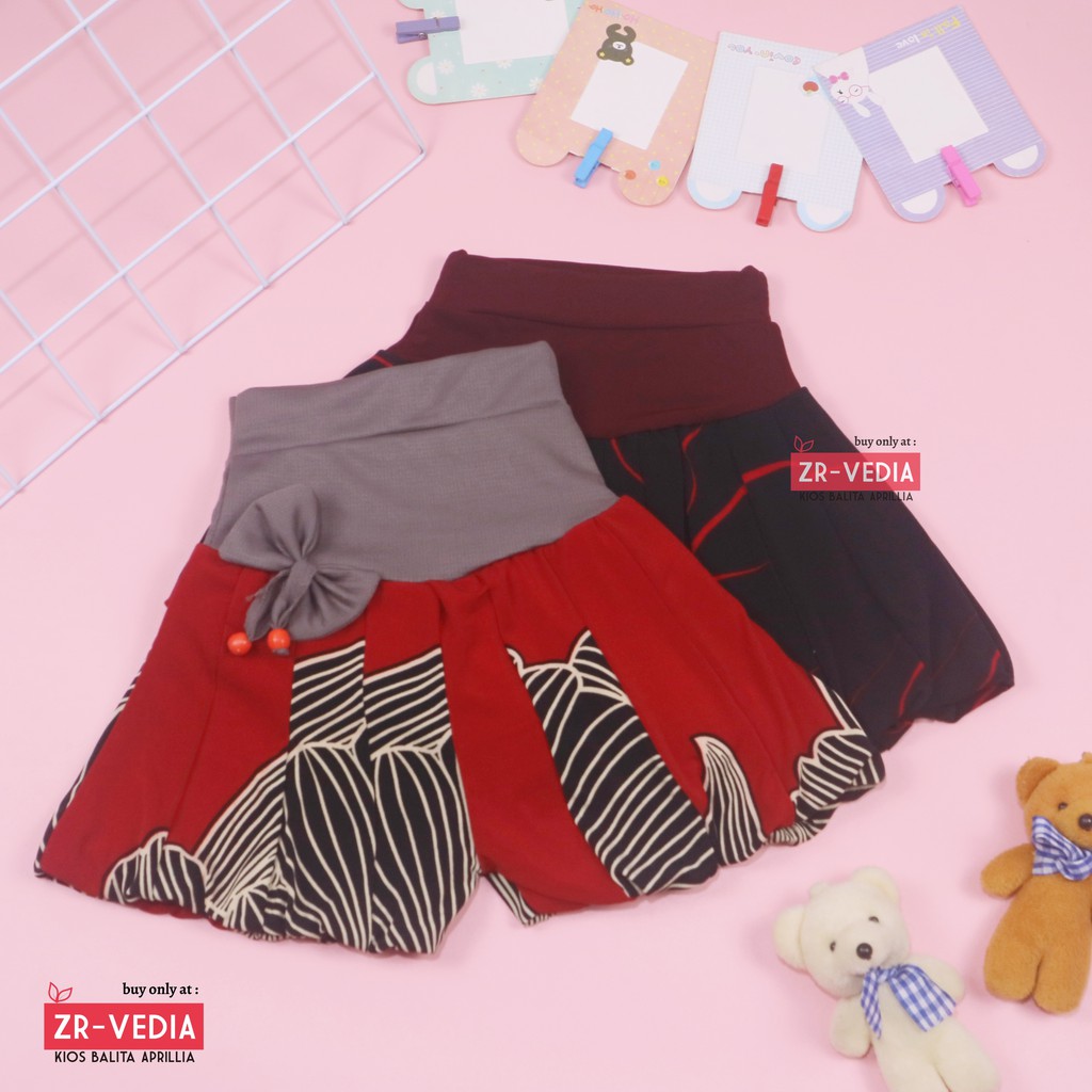 Celana Baloon uk 1-2 Tahun / Celana Pop Anak Murah Perempuan Pita Polos Short Pants Kids Pendek