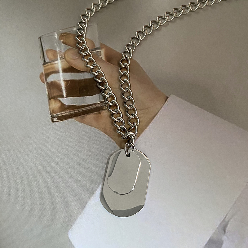 Tag Necklace Trendy Simple Personality Street Hip Hop Pendant Chain