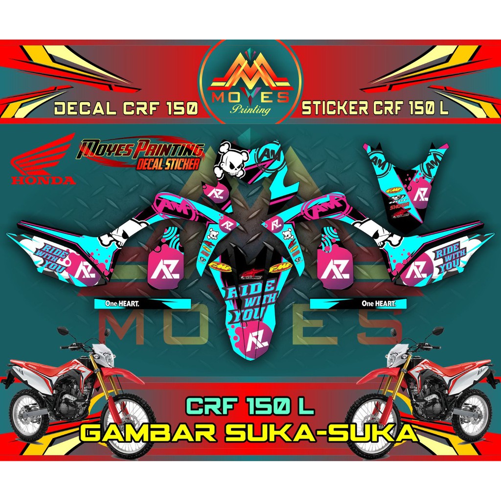 decal stiker dekal tahan lama decal stiker motor crf 150 l / decal strifing motor crf 150 l decal fu