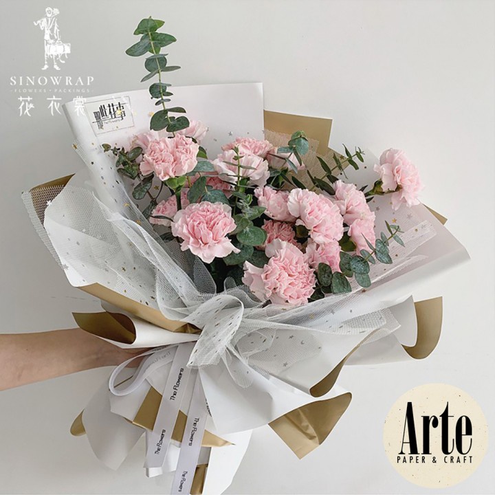 

RB 1 Roll Mesh Gold Star Glitter Kertas Buket Korea Bunga Flower Wrapping Paper Kado Roll Arte
