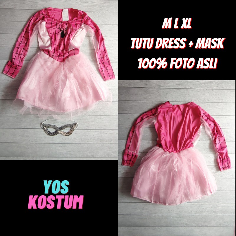 Kostum Anak Spidergirl Baju Cosplay Karakter Dress Tutu Perempuan Superhero Spider Ulang Tahun