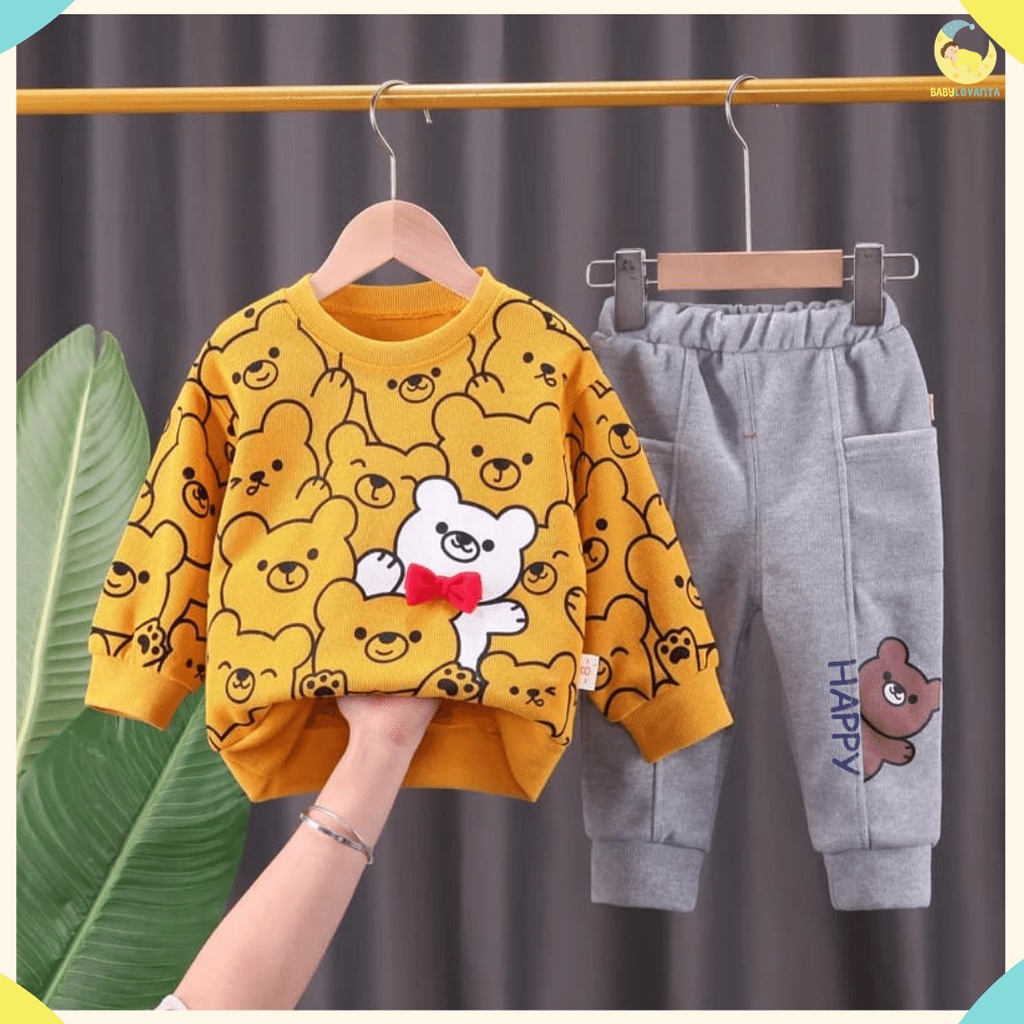 BABYLOVANTA- Baju baby impor HP BEAR GREY baju baby impor 0-5 Tahun baju baby impor premium