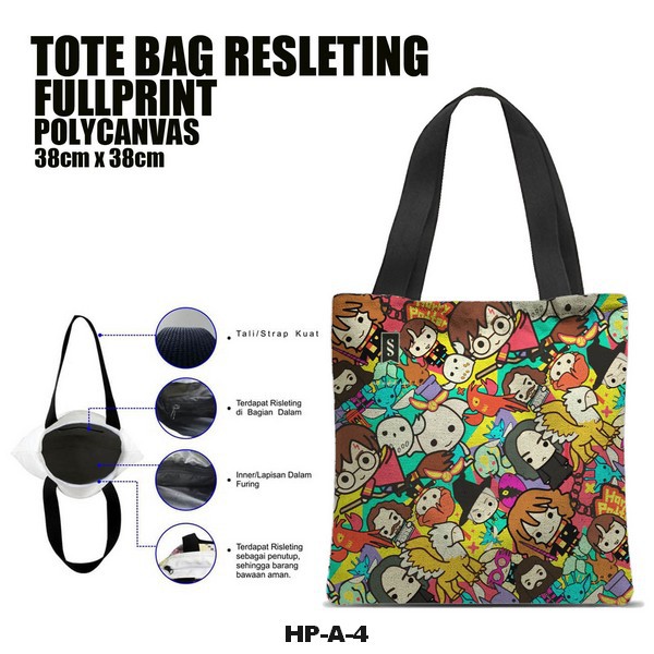 Tas / Tote Bag Polycanvas Full Print Resleting - Harry Potter Series.A