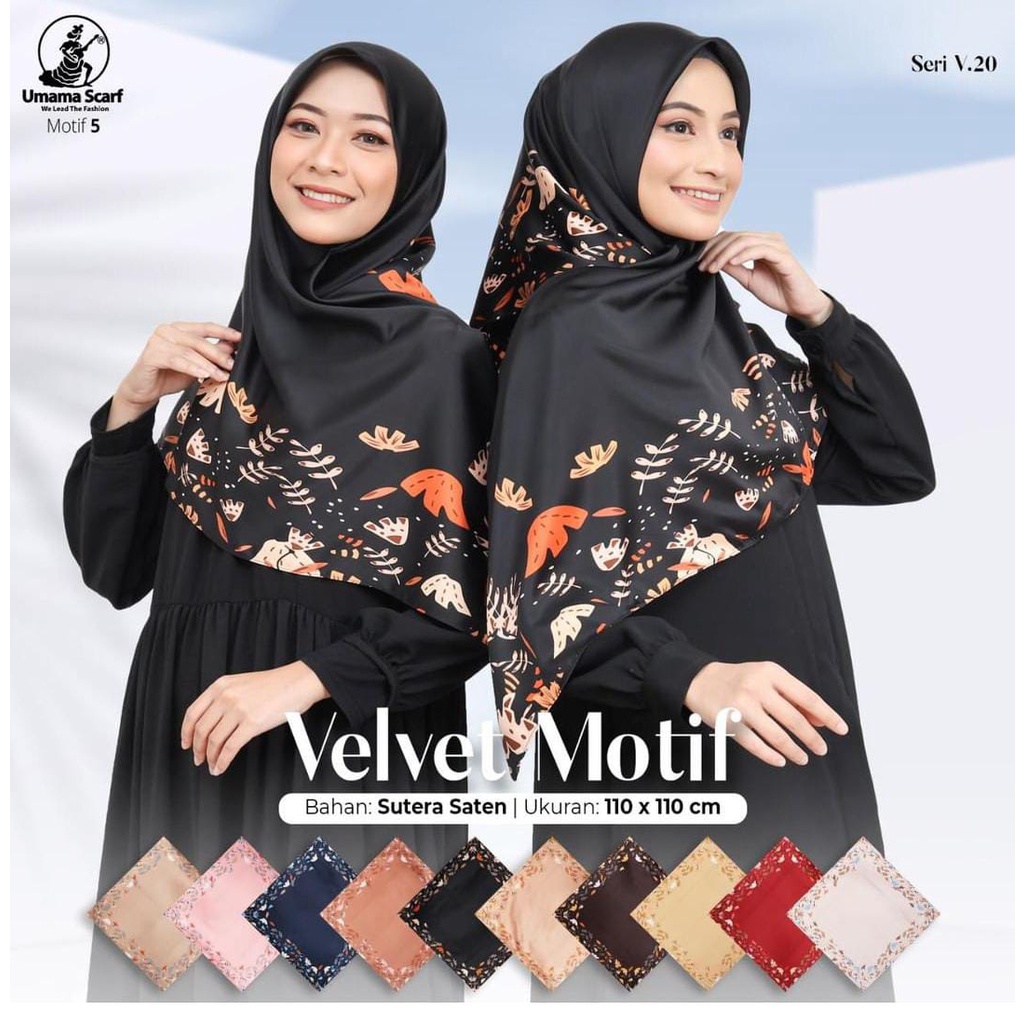 Segiempat Motif Hijab SILK OLIVIA MOTIF UMAMA 110x110 Butter Silk Velvet Motif-V.20 Motif 5