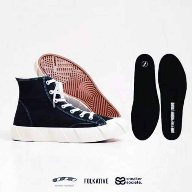 Sepatu rafheoo x Folkative HI Black white size 41bnib