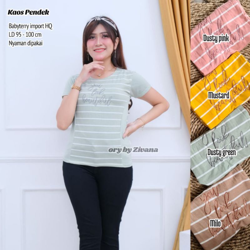 Kaos pendek babyterry salur PREMIUM //JF2810