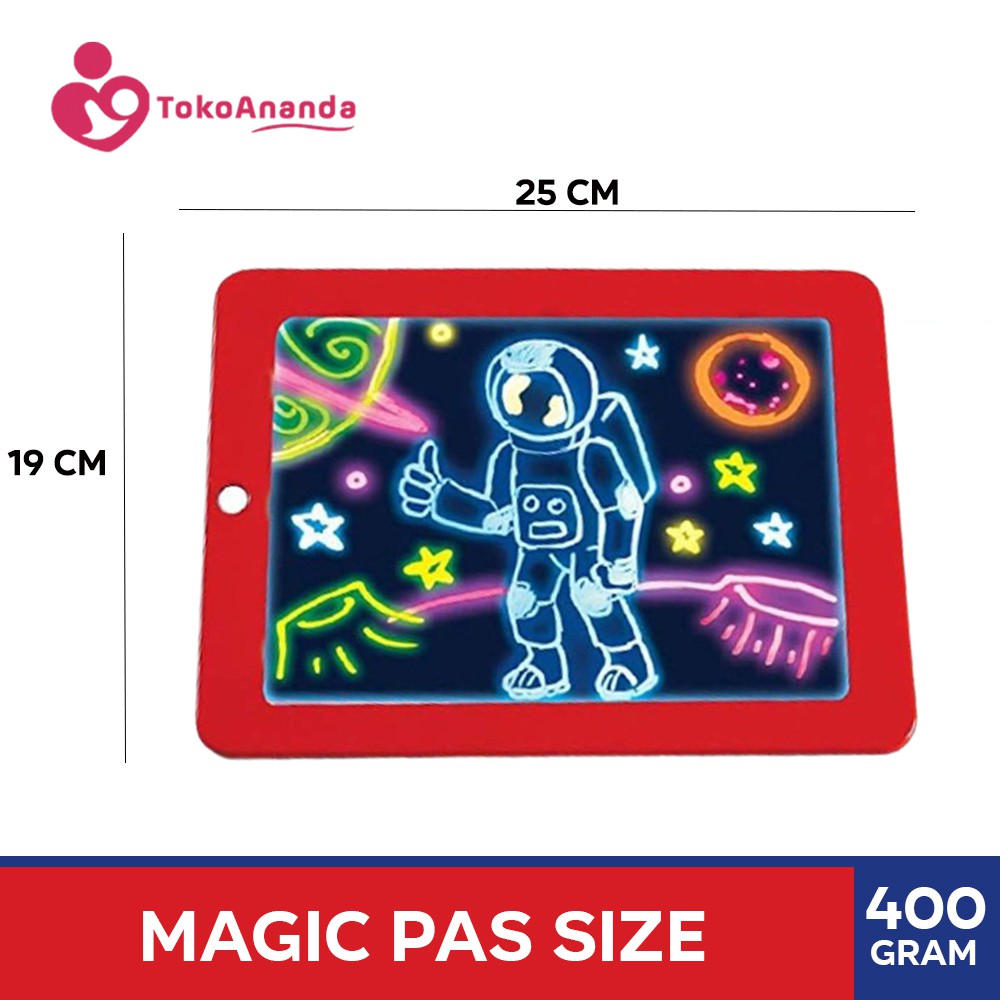 MAINAN PAPAN EDUKASI MAGIC GLOW DRAWING A4 BOARD PAPAN MENGGAMBAR CAHAYA LCD DRAWING PAD BAGUS MURAH