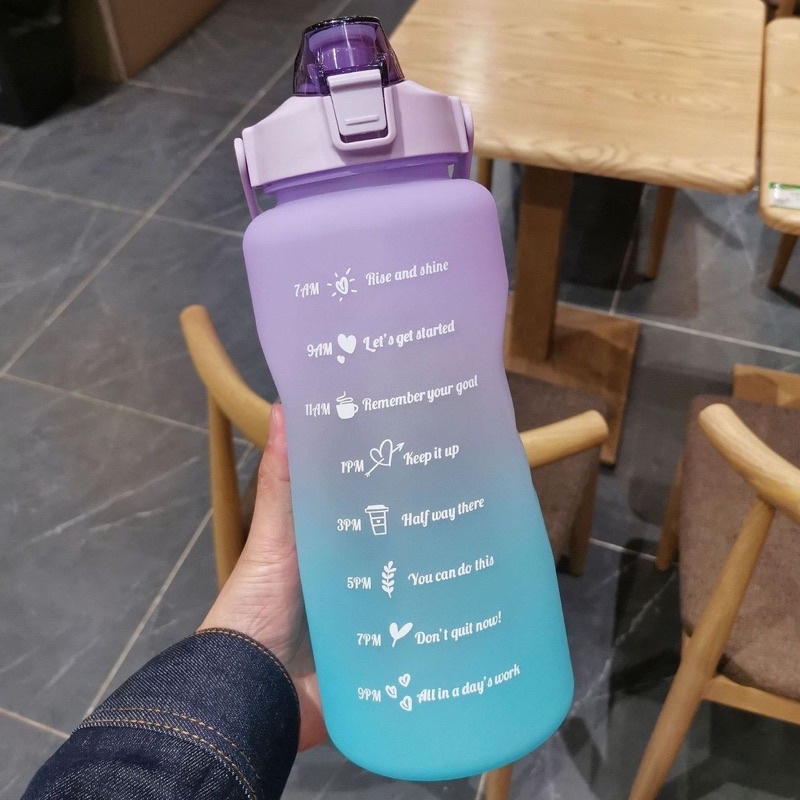 Botol Minum 2 Liter 2000ML Korea VIRAL Botol Motivasi FREE BUBBLE PACKING