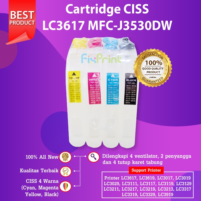 Cartridge Refillable MCISS LC3617 LC 3617 Brother MFC J3530DW J3530 Model Panjang