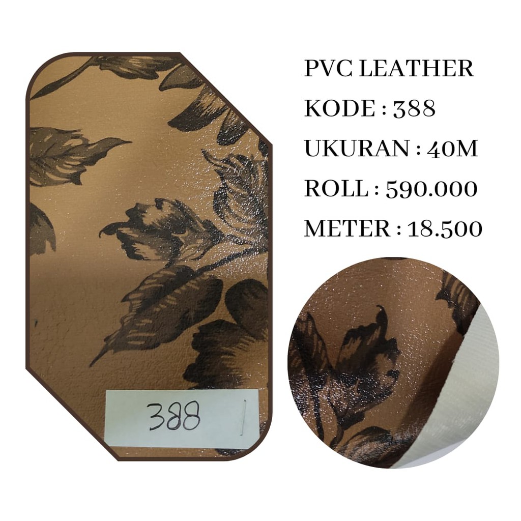 BAHAN KAIN KULIT SINTETIS / KAIN PVC LEATHER IMITASI KEMBANG RH18N#228 . 2C HARGA PERMETER