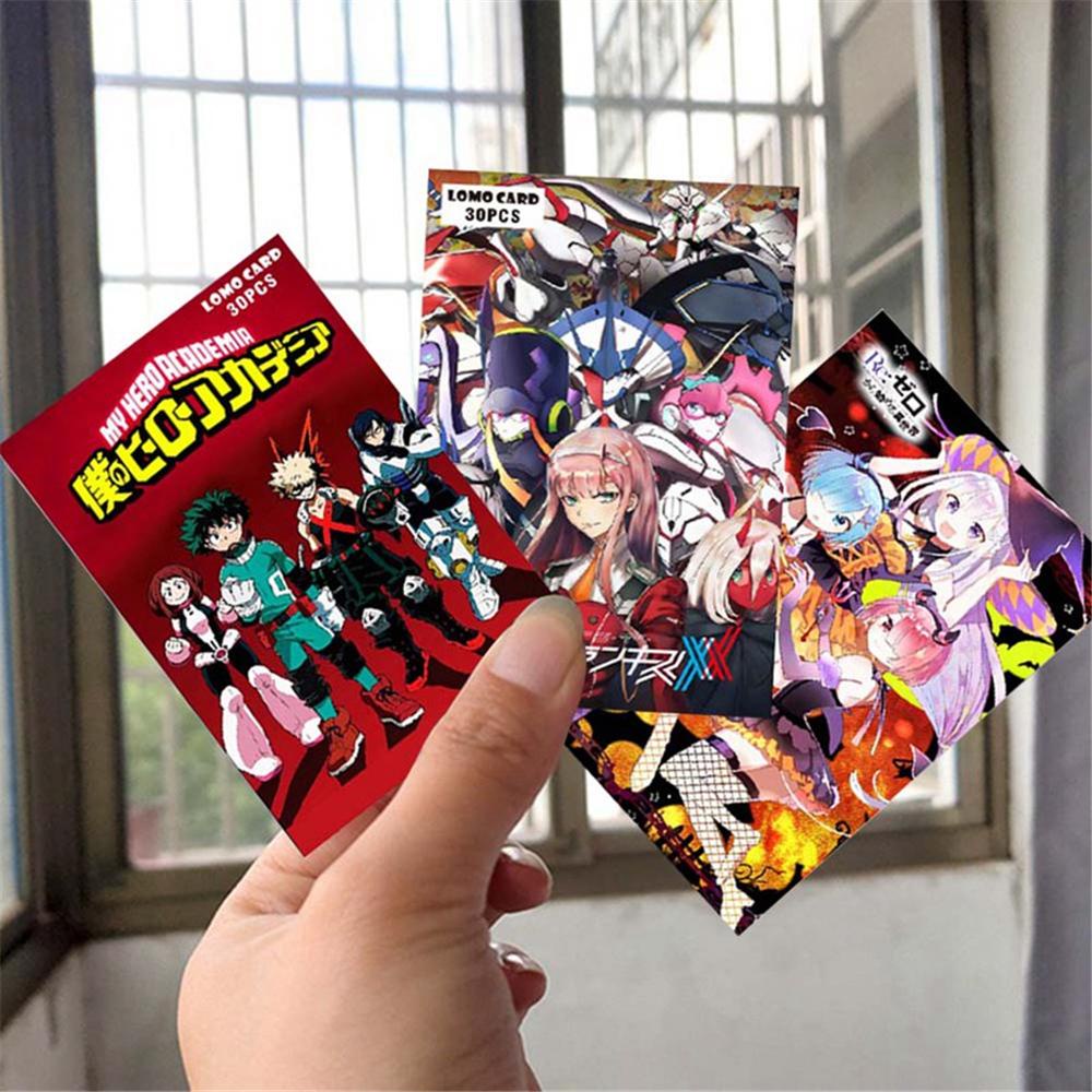 Augustina Kartu Pos Mini Anime Jepang 30Pcs/Box In The FRANXX Fans Gift Haikyuu!! Fans Koleksi My Hero Academia