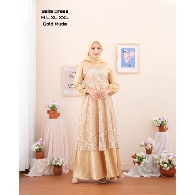 Permata Olshop / Dress Seila NF / Gamis Kebaya Pesta Modern / Kebaya Modern / Dress Kondangan