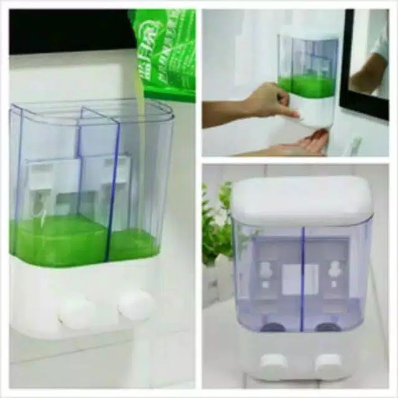 Dispenser Sabun 2 in 1 Double Soap Dispenser Tempat Sabun Cair