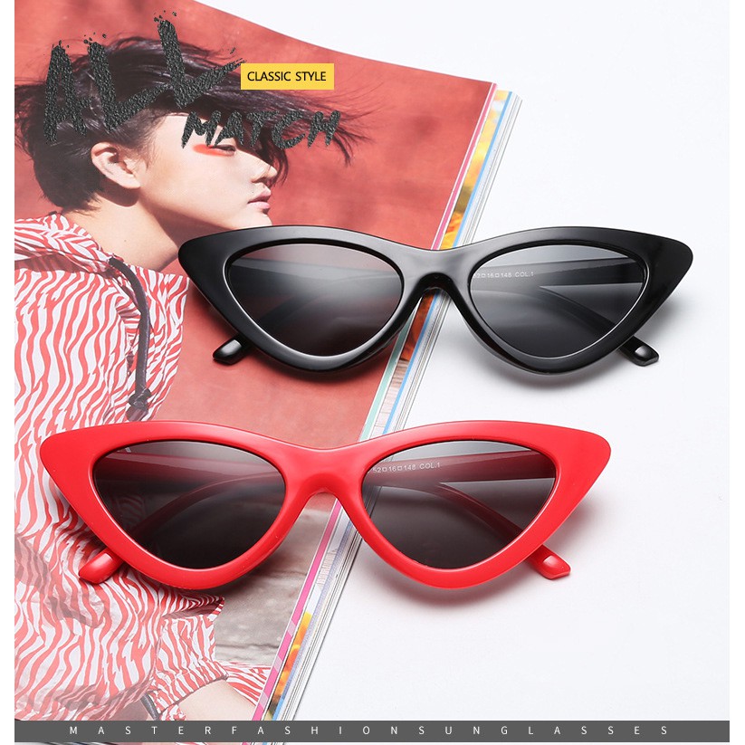 Kacamata Hitam Korean Segitiga Wanita/Pria Style Triangle Vintage Cat Eye Sunglasses For Women Men