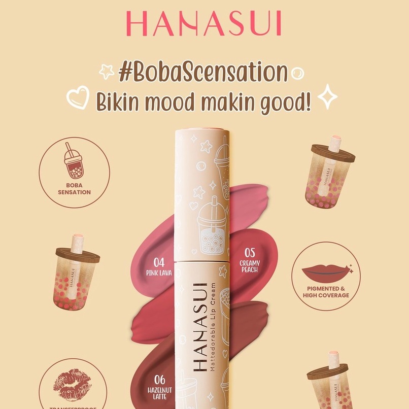 Hanasui Boba Lip Cream Read All Shade 01-06