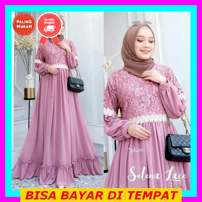 ✨Rj_Mue✨ ( Bisa Cod ) Isyana Midi Dres Baju Gamis Dress Pakaian Terusan Wanita - Dres Muslim Kekinia