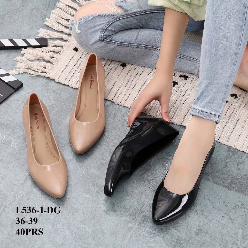 Sepatu Flatshoes Wanita Balance L 536 1 Original Import Jelly Shoes Wedges Tinggi 4cm  Glossy Empuk Lentur Elegant