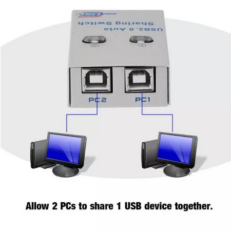 NYK - Auto Switch USB Printer 2port 2 port sharing 2 Cabang Kabel Printer