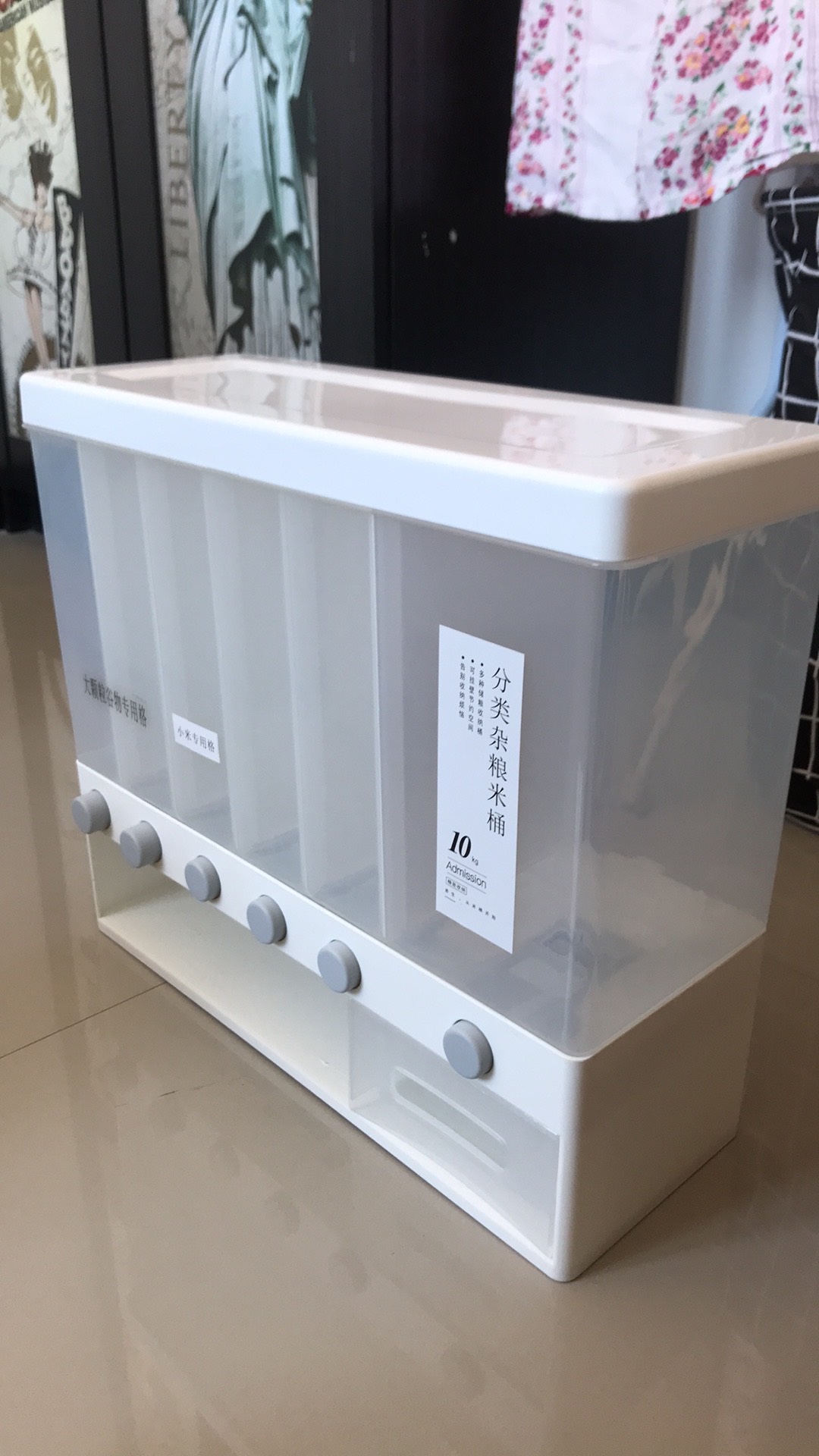 Dispenser 6 Sisi / Ricebox /dispenser Beras Sekat / Sereal /tempat Kacang Biji