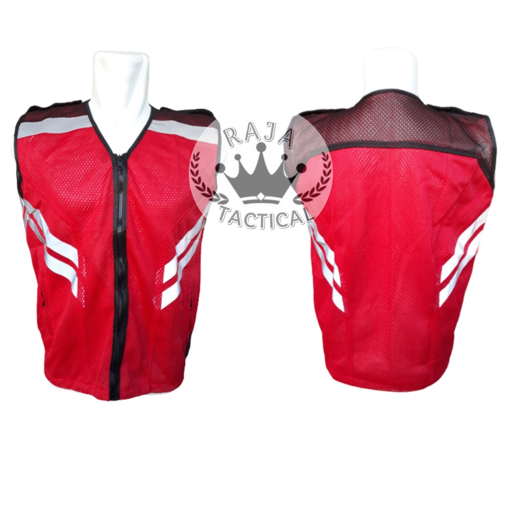 Rompi Safety Jaring Warna Merah - Rompi Proyek Mesh