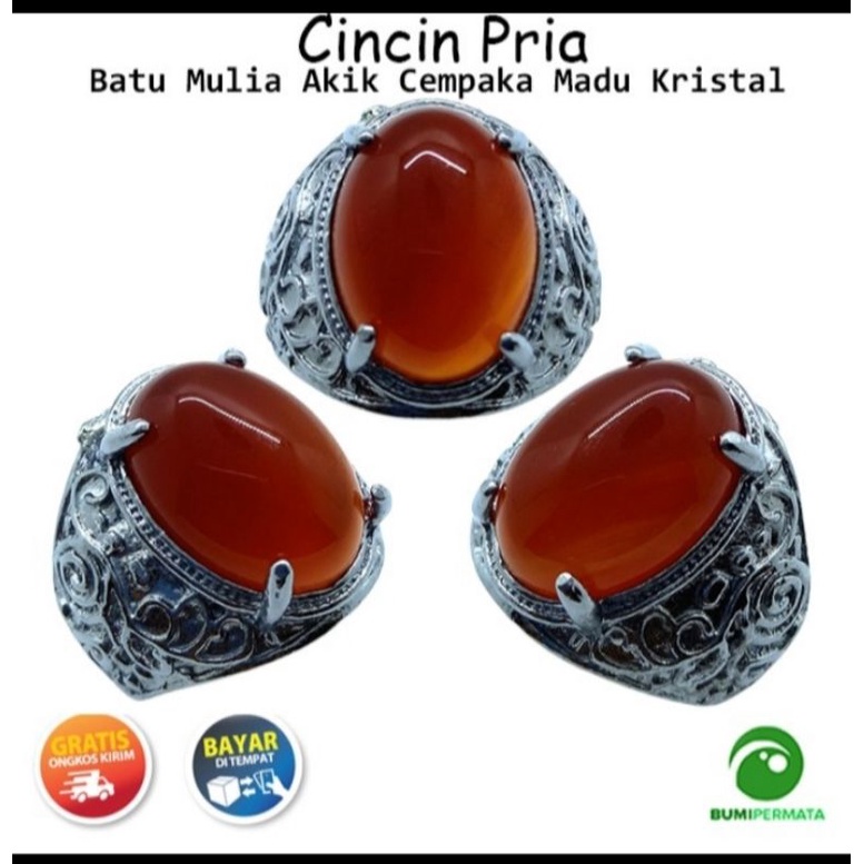 Batu Cincin Pria Akik cempaka madu kristal