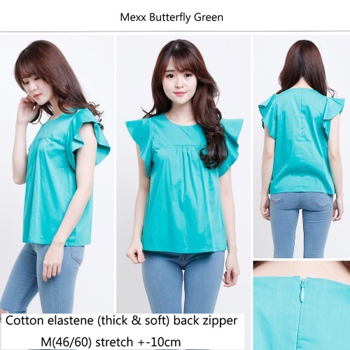 Atasan Wanita Blouse Kemeja ORI Branded Mexx Butterfly Green